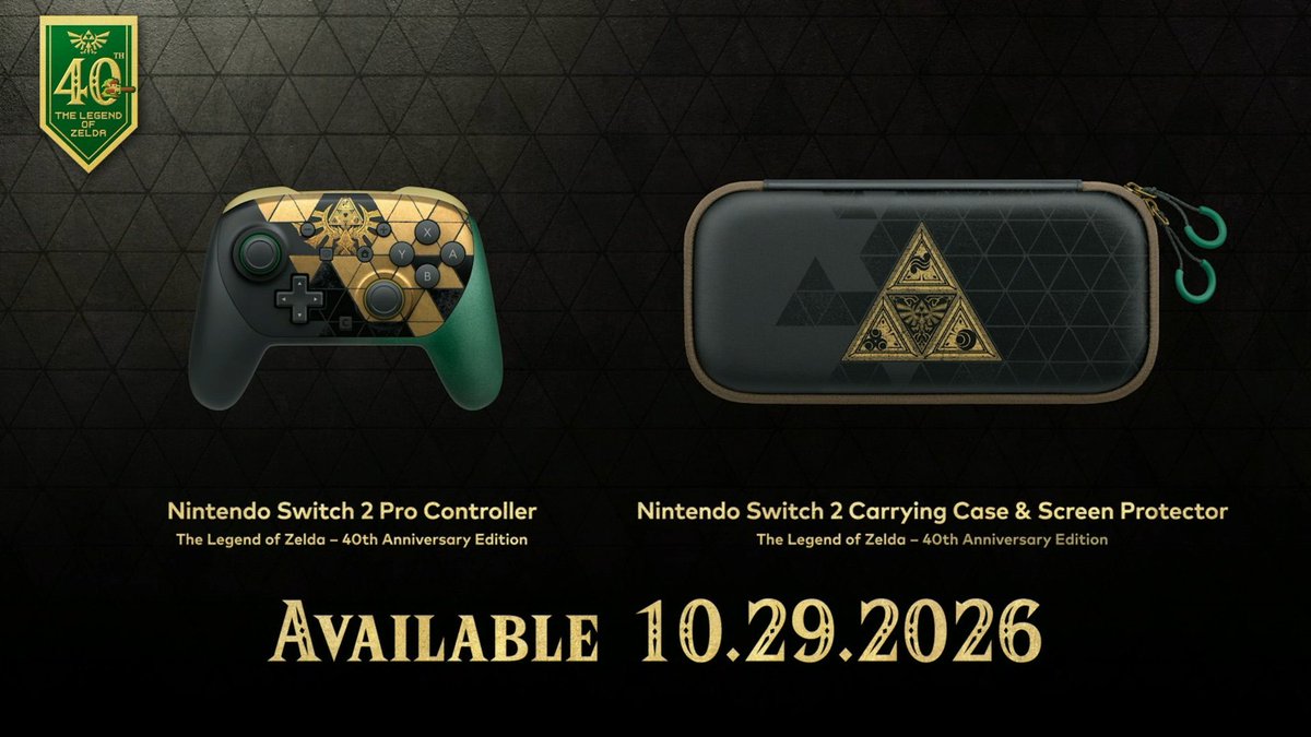 TheNews_Lab26's tweet photo. EDICIÓN 40TH ANIVERSARIO | 🔴 Oficialmente tendremos una #NintendoSwitch2 edición #TheLegendOfZelda la cual llegará el 29 de octubre de este 2026.

Al igual tendremos el pro controler con esta edición y el estuche para la #Nintendo https://t.co/IfDzMp590U
