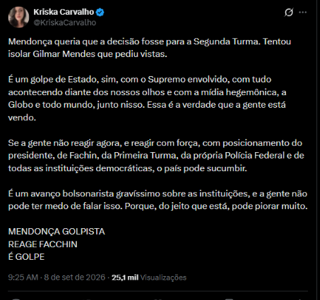 david_agape_'s tweet photo. A máquina do PT  acusa Mendonça de ser golpista e de tentar um golpe de Estado. É sempre a mesma ladainha.

Falei sobre a conexão dessa moça com o PT nessa reportagem aqui. Ela até tentou esconder, mas está tudo registrado:  https://t.co/9aQoZadMrt https://t.co/NHEDEWHoE5