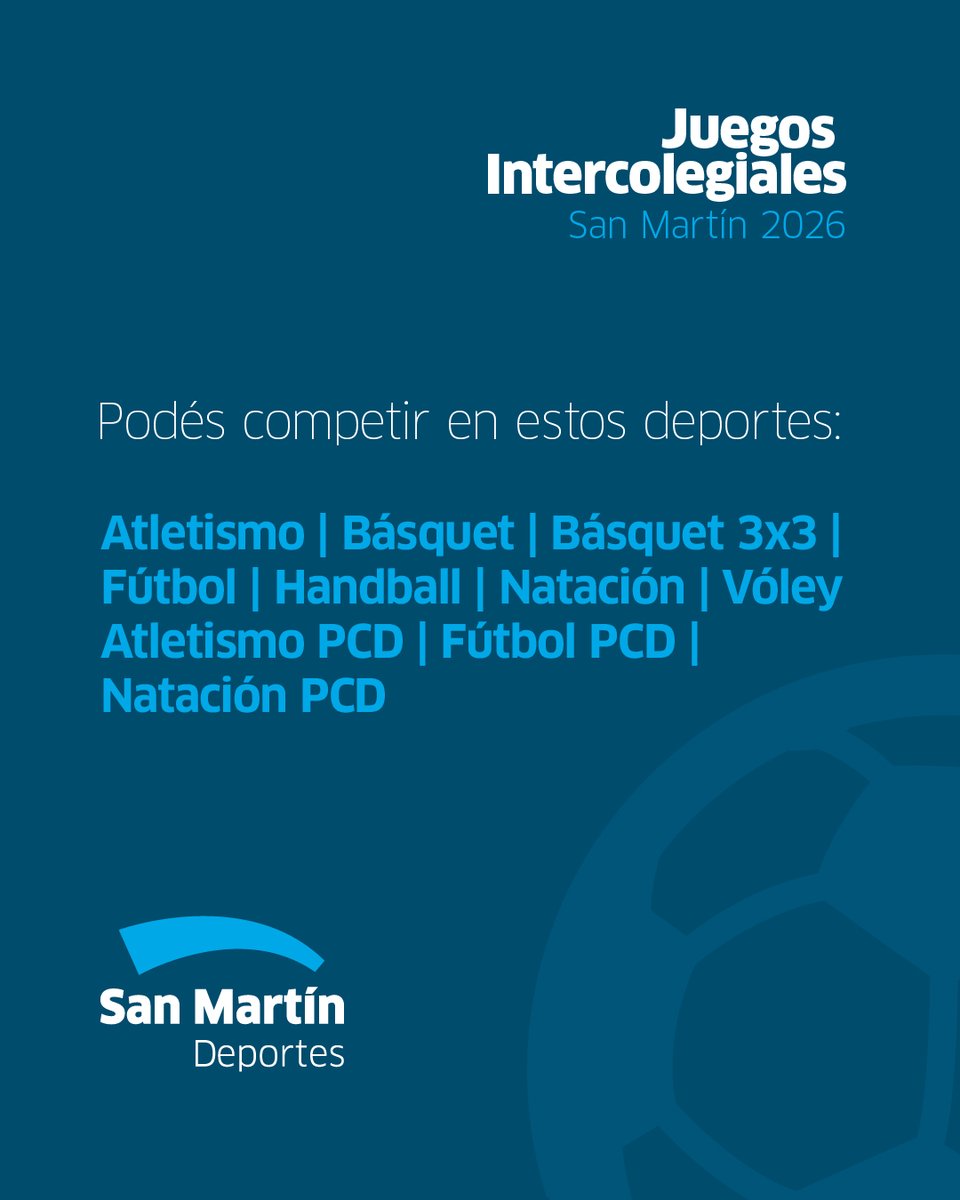 sanmartingob's tweet photo. 🤸🏿¡Las Escuelas públicas y privadas de la ciudad pueden inscribirse para competir en distintos deportes!

Una iniciativa que promueve el desarrollo deportivo, social y pedagógico de las alumnas y alumnos de nivel secundario.

📢Sumate en juegosdeportivossanmartin@gmail.com. https://t.co/wfTl5KSOta