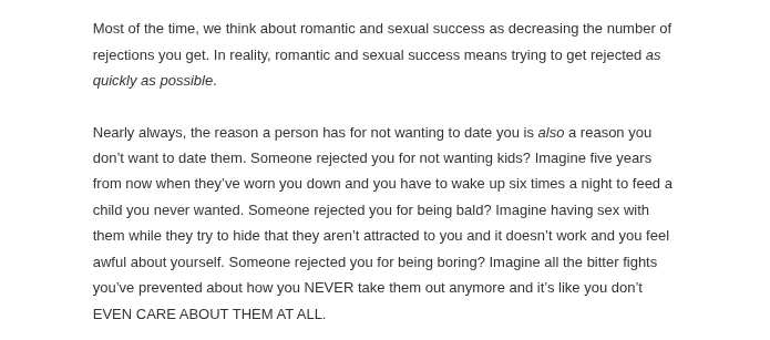 hiAndrewQuinn's tweet photo. never forget: romantic and sexual success means trying to get rejected as quickly as possible https://t.co/fi5xPdHNo5