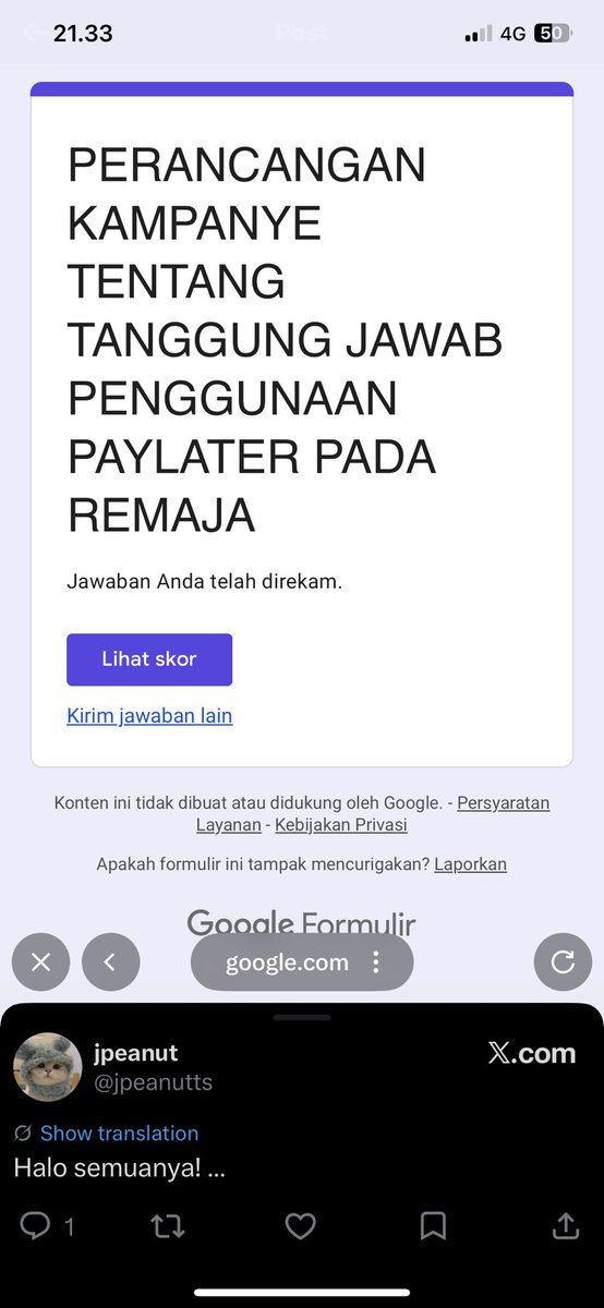 ordineaa's tweet photo. @jpeanutts donee ya kak, minta tolong bantu isi kuesionerku jg ya kakk https://t.co/VUiivo4Qja https://t.co/bCOJTYkgkc