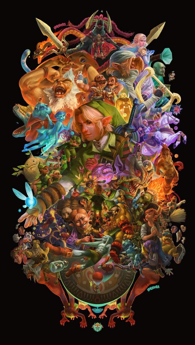 huckori's tweet photo. Finally finished this in time for the new remake's trailer.

A tribute piece to Ocarina of Time and Majora's Mask in the N64 styling. https://t.co/wzQQOQaq6v
