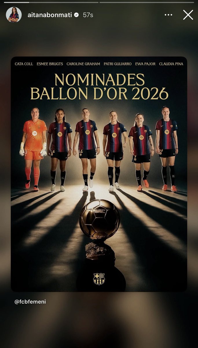 aitanabonmatis's tweet photo. aitana reposting the barça ballon d’or and young talents of the year nominees on her instagram story 🥹❤️ https://t.co/18W6L5sEIP