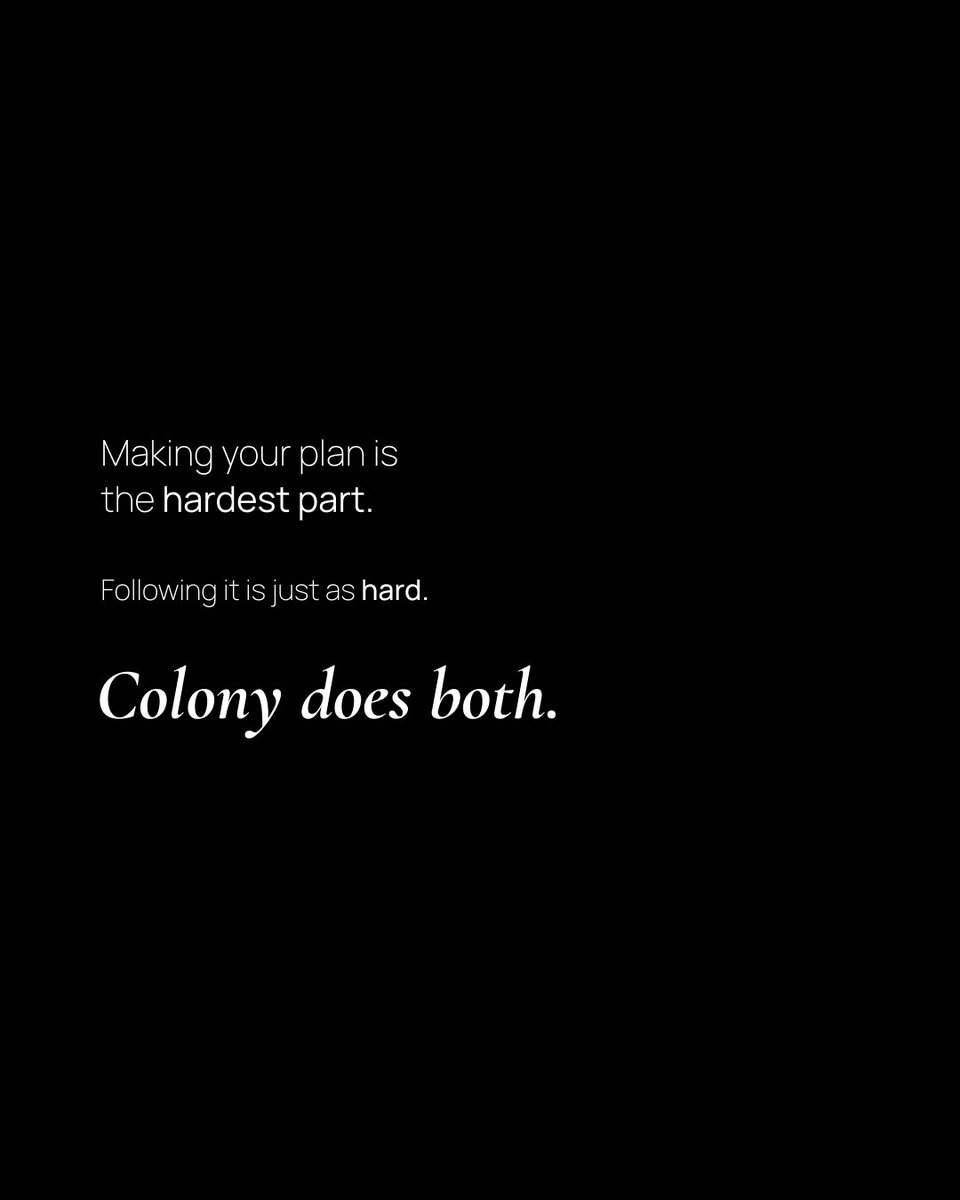 Colonyappai's tweet photo. Making the plan is hard.
But following it is just as hard.

Colony does both for you! It builds the plan, then stays with you when things change.

Start your Colony today! 

Link is in the comments https://t.co/Os0AiUQ28z