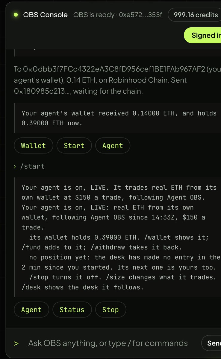 CryptoYeezussss's tweet photo. Just deployed my $AOBS AI autonomous trading agent 👀 This thing been printing for people looking at the stats 🔥 I’m gonna keep yall updated how it’s going 💪🏻 This tek is so undervalued here if it goes the way I think it will and the reprice will be violent 🤯🚀 I wanna see why Vlad from $HOOD is watching Obscura ecosystem so closely 🤔 so much HIYORR 📈

https://t.co/HdtLFB3PG9