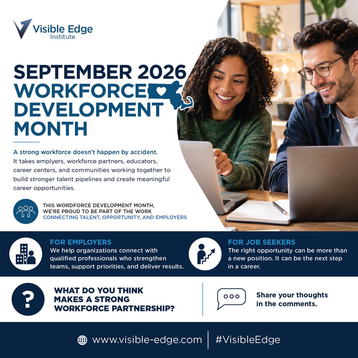 VisibleEdge's tweet photo. Massachusetts: What ONE change would make the biggest difference in building a stronger workforce?
More training? Better career pathways? Stronger employer partnerships?
We want to hear from you.
https://t.co/OKLEmQ4Fwo
#VisibleEdge #WorkforceDevelopment https://t.co/EFv85pfiz6