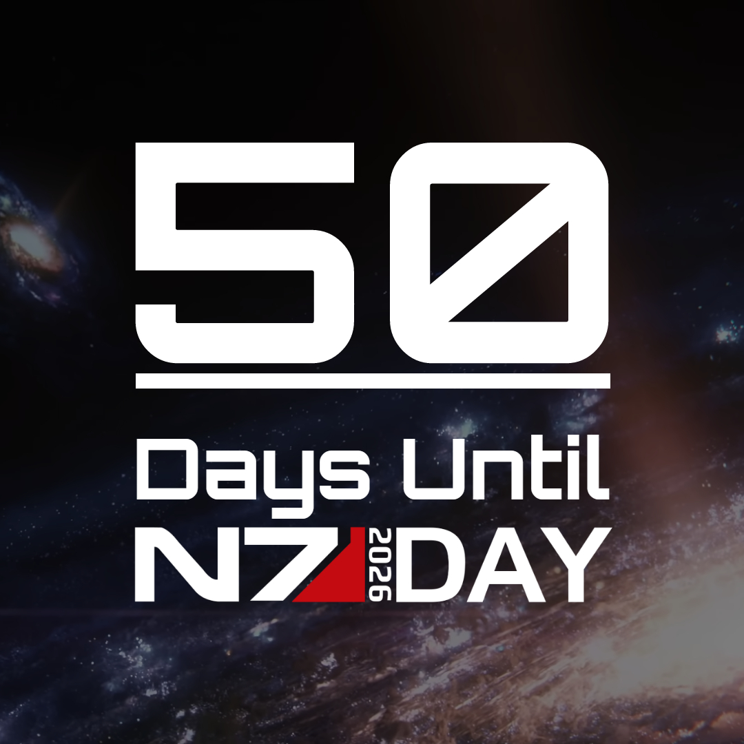 MassEffectHYPE's tweet photo. 50 days until Mass Effect's 2026 N7 Day!⬜️🟥

What are you hoping to find out during this year's celebration of BioWare's legendary franchise?🚀 #MassEffect https://t.co/hxiJTPW32e