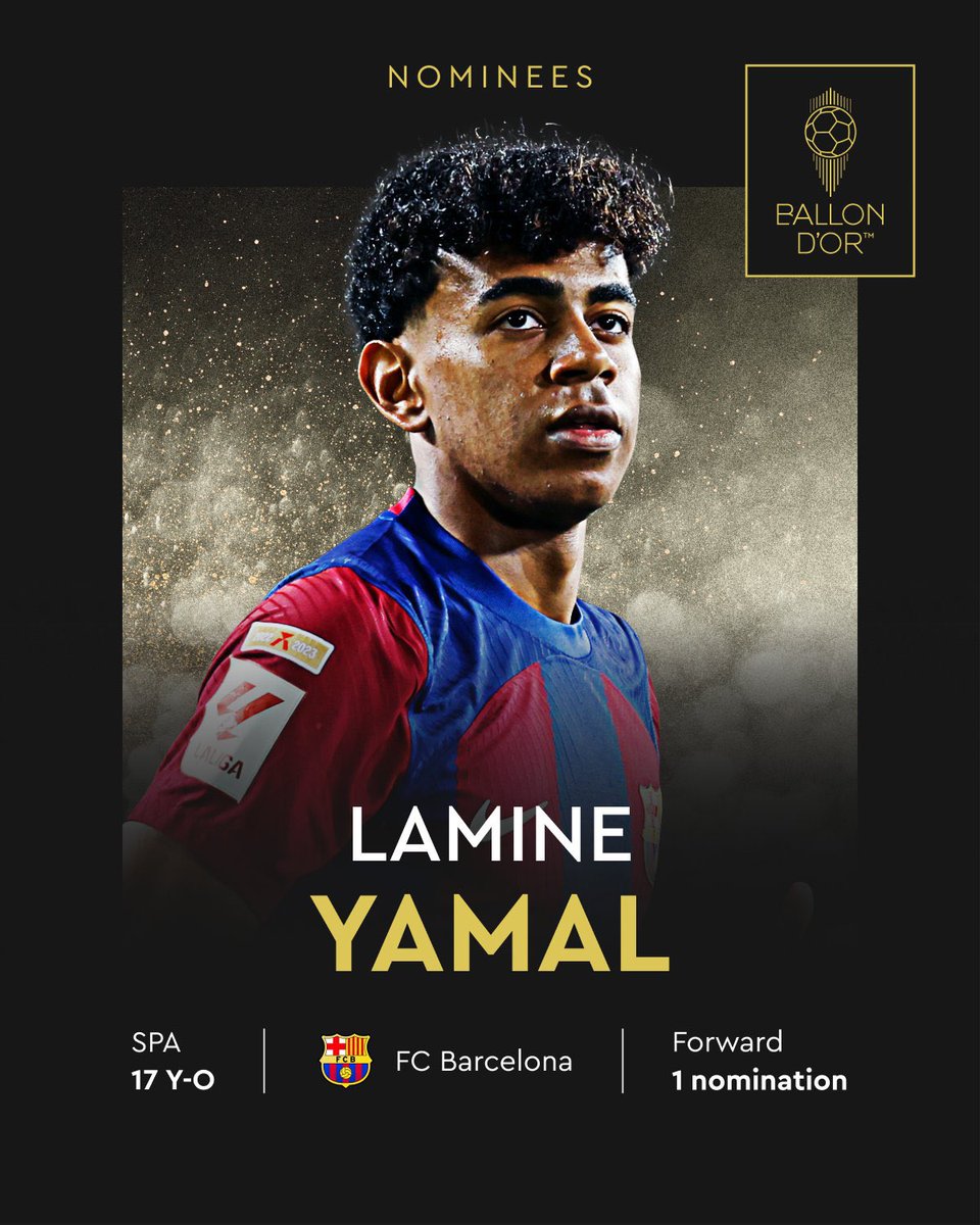 ReshadRahman's tweet photo. ⭐️ RECORD: Lamine Yamal has become the 𝐟𝐢𝐫𝐬𝐭 𝐞𝐯𝐞𝐫 player in Ballon d’Or history to be nominated for the award 3 times before the age of 20. 👶✨ 

In 2024, he came 8th. 
In 2025, he came 2nd. 

𝑺𝒊𝒎𝒑𝒍𝒚 𝒈𝒆𝒏𝒆𝒓𝒂𝒕𝒊𝒐𝒏𝒂𝒍. #FCB 🌕🔵🔴 https://t.co/ufHMXIODPO