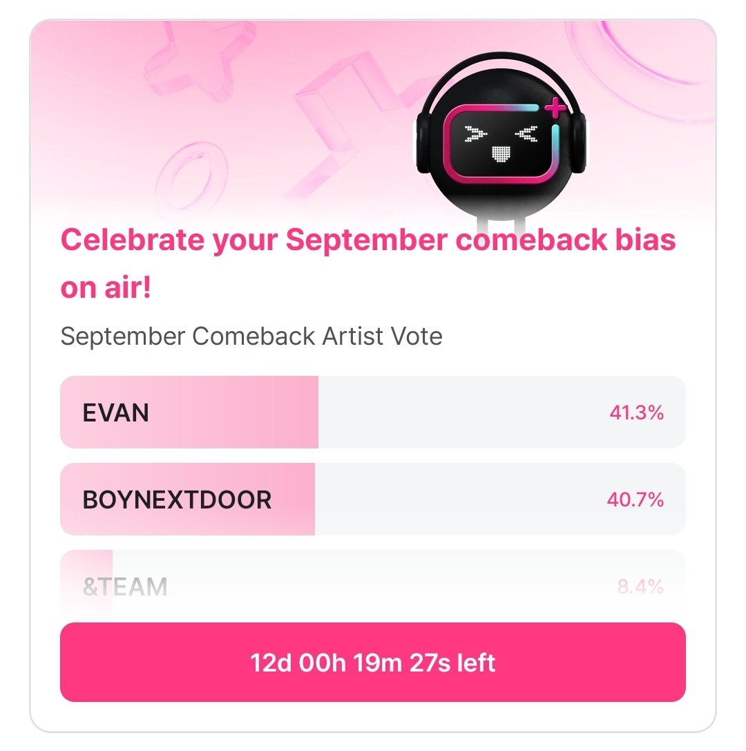 EvanVoting's tweet photo. [📢] NOTICE: BILLBOARD Korea Poll on Mnet

EVERS! This is regarding the BILLBOARD Korea poll on Mnet that we posted earlier.

We’ve seen how much energy and focus you’ve been putting into this poll, and we’re concerned that it might affect your energy and resources for the upcoming music show votings. While we truly appreciate everyone’s effort, we’ve decided that this poll will not be prioritized or pursued as a fanbase. This isn’t about giving up, we simply want to make sure that everyone’s votes, time, money, and effort are directed toward polls that matter more and where our support can have a bigger impact.

There are other Mnet polls that we need to focus on right now, so please pour your energy into these ongoing polls:
🗳️ September Comeback Bias
🗳️ CGV Cinema Screens

We also apologize for any confusion caused by our earlier post. We’re making this decision so we can stay focused and strategic with our resources, especially with the upcoming music show votings.

Please continue voting and encourage other EVERS to join us! 🙏