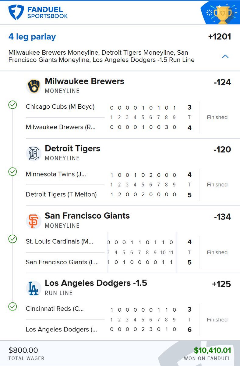 Lucyjon156's tweet photo. MLB really was this simple. 🤷‍♂️

$800 --> $10,410 ✅✅✅

#prizepicks #Gambling𝕏 https://t.co/OQG1Hbky7q