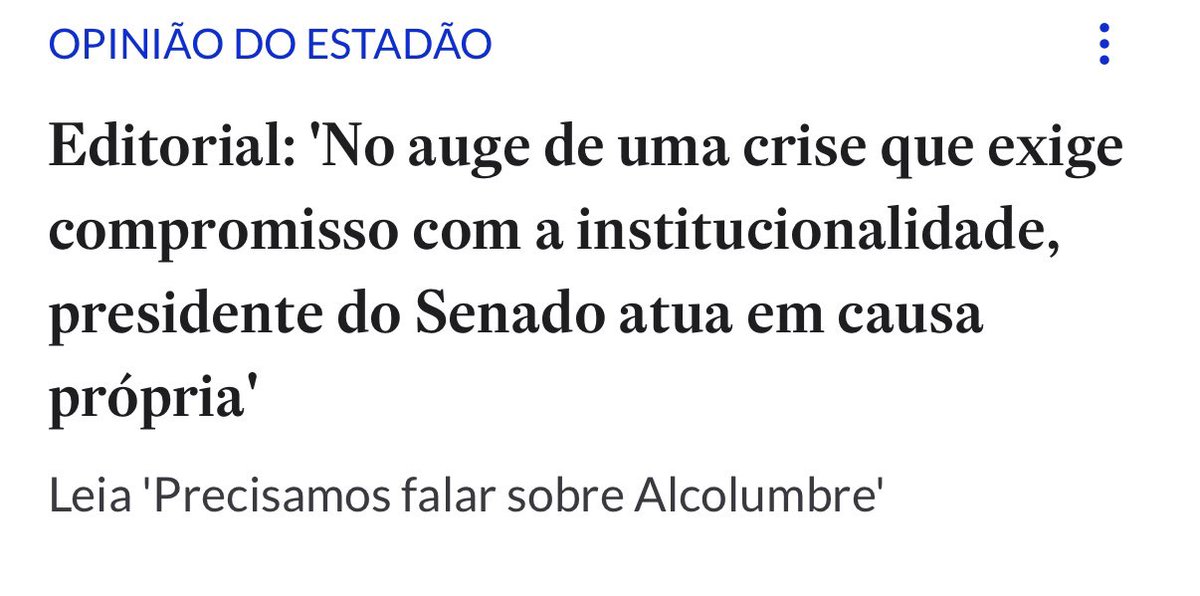 lordivan22's tweet photo. Brasil 🇧🇷: Editorial do “Estadão” desta terça (08) pressiona o senador Alcolumbre. https://t.co/GCQHZjmjqj