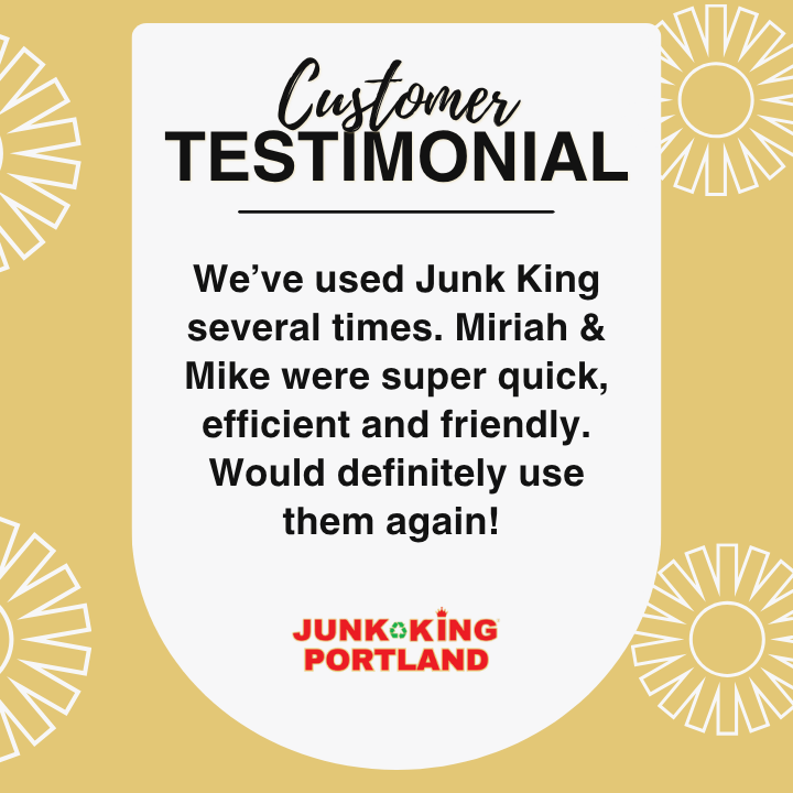 PortlandJunk's tweet photo. The best review isn't five stars — it's a second phone call. 🔁

This Portland customer has used us several times and asked for our crew by name. Quick, efficient, friendly.

Free estimate: (503) 549-9022

#TestimonialTuesday #JunkKingPortland #JunkRemoval https://t.co/R0vWeZzO1Z