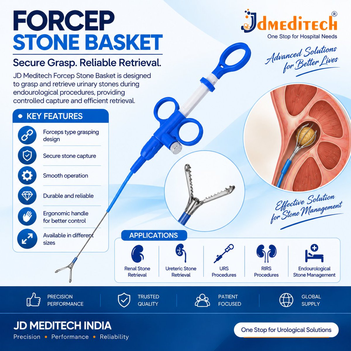 JdMeditech's tweet photo. Secure Grasp. Precise Control. Reliable Stone Retrieval. #StoneRetrieval #KidneyStone #UretericStone #KidneyStoneRemoval #URS #RIRS #Endourology #Urology #UrologyDevices #MedicalDevices #JDMeditech #JDMeditechIndia*Specifications and available sizes depend on the selected. https://t.co/88Y71nzKoD