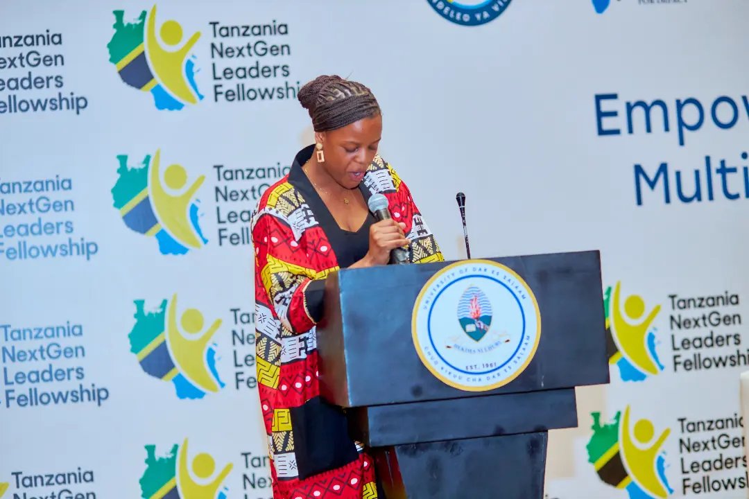 tznextgenfellow's tweet photo. Ms. Celina Ponsiano, our leadership development portfolio lead, delivering the introductory remarks, highlighting the vision, purpose, and journey of the Tanzania NextGen Leaders Fellowship as a platform nurturing young leaders ready to create impact across sectors. https://t.co/PrSUgVyVUA