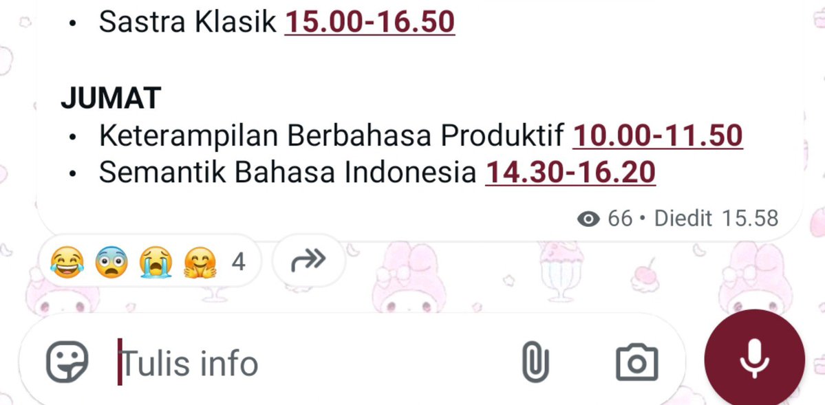 SabdaWiduri's tweet photo. Dari reaksi emoji pun sudah kelihatan, kita mulai tergonjang-ganjing di semester ini. https://t.co/yKGwLSvLXS