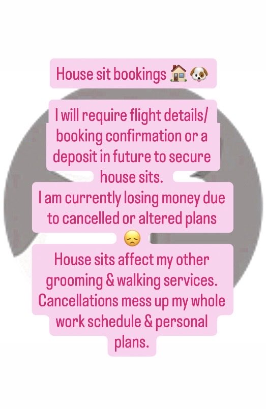 wags_dogs's tweet photo. I’m currently reassessing my house sits booking process. Any advice would be great 😊 

If you’ve previously booked with me &amp; rarely cancel/amend then this won’t apply to you 😆⭐️ https://t.co/w1q7NKb1pS