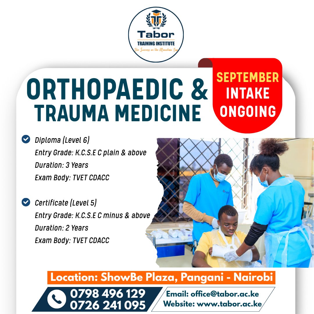 Tabor_college's tweet photo. 🚑 START YOUR CAREER IN ORTHOPAEDIC &amp; TRAUMA MEDICINE!

Build a marketable healthcare career with practical training in the assessment and management of fractures, injuries, musculoskeletal conditions, trauma care and patient support. https://t.co/z1McmFm587