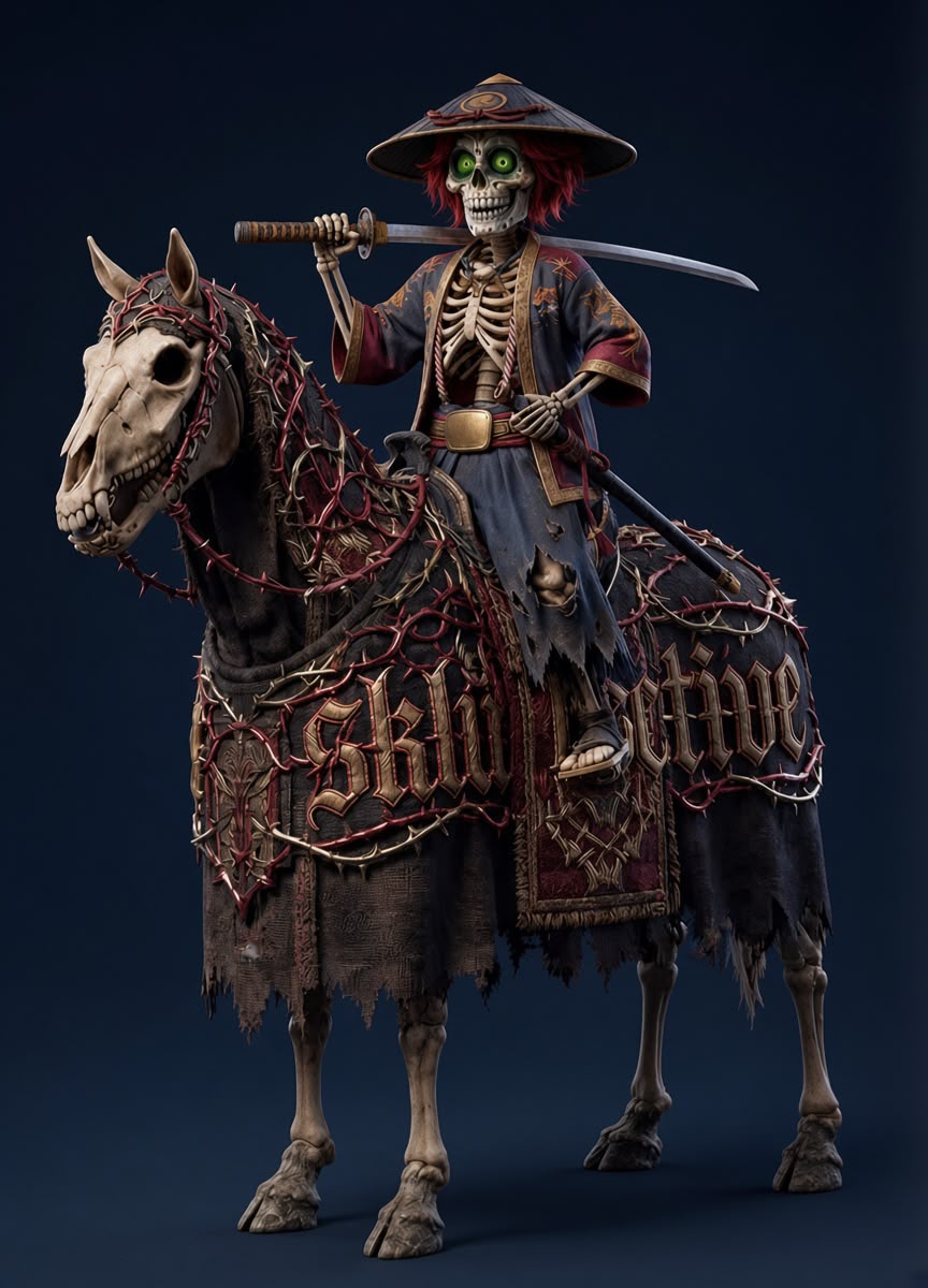 Skullective_'s tweet photo. The Skullective doesn't ride into battle. It rides through it.
Steel don't rust. Bones don't forget.
Some collections have a mascot, We have a war god on a bone horse. https://t.co/la0tA72kBN