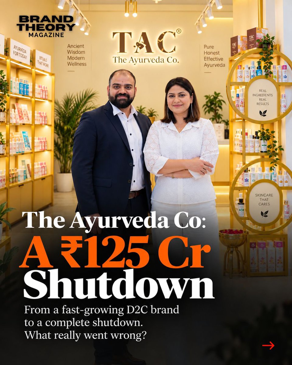 Brandtheorymag's tweet photo. TAC raised ₹125 Cr. Then shut down.
Expanded too fast, hired too early, systems never caught up.
Growth without infrastructure isn't a strategy — it's a countdown.
#D2C #StartupLessons https://t.co/yaFbRNatbW
