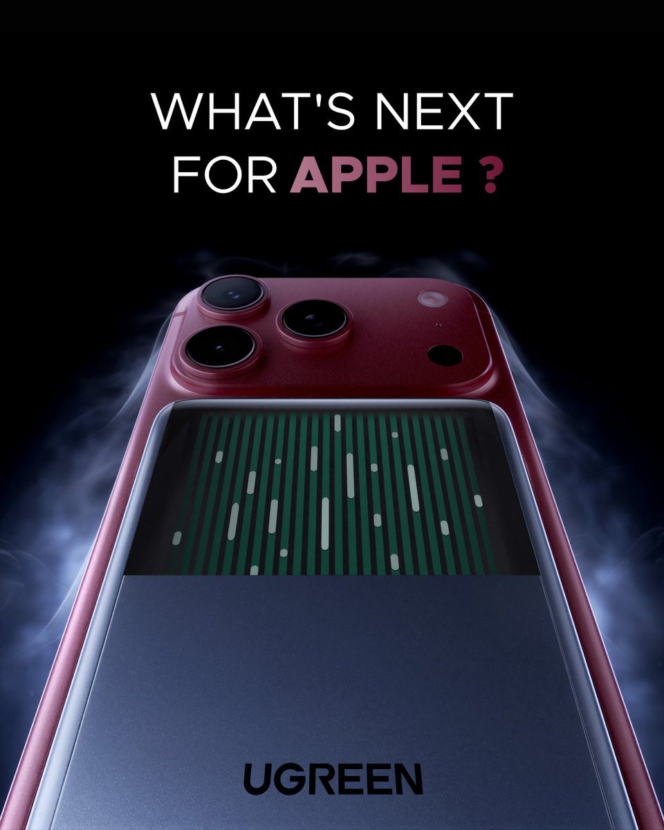 UGREENOfficial's tweet photo. What do you think #Apple is about to change? 👀

A new iPhone. A new way to keep it cool❄

Meet #UGREEN MagFlow Pro — the world’s first Qi2 25W liquid-cooled magnetic power bank, built to keep your charging cool and your performance going

#UGREENMagFlowPro #iPhone18 #appleevent https://t.co/Y3cszUUMx3