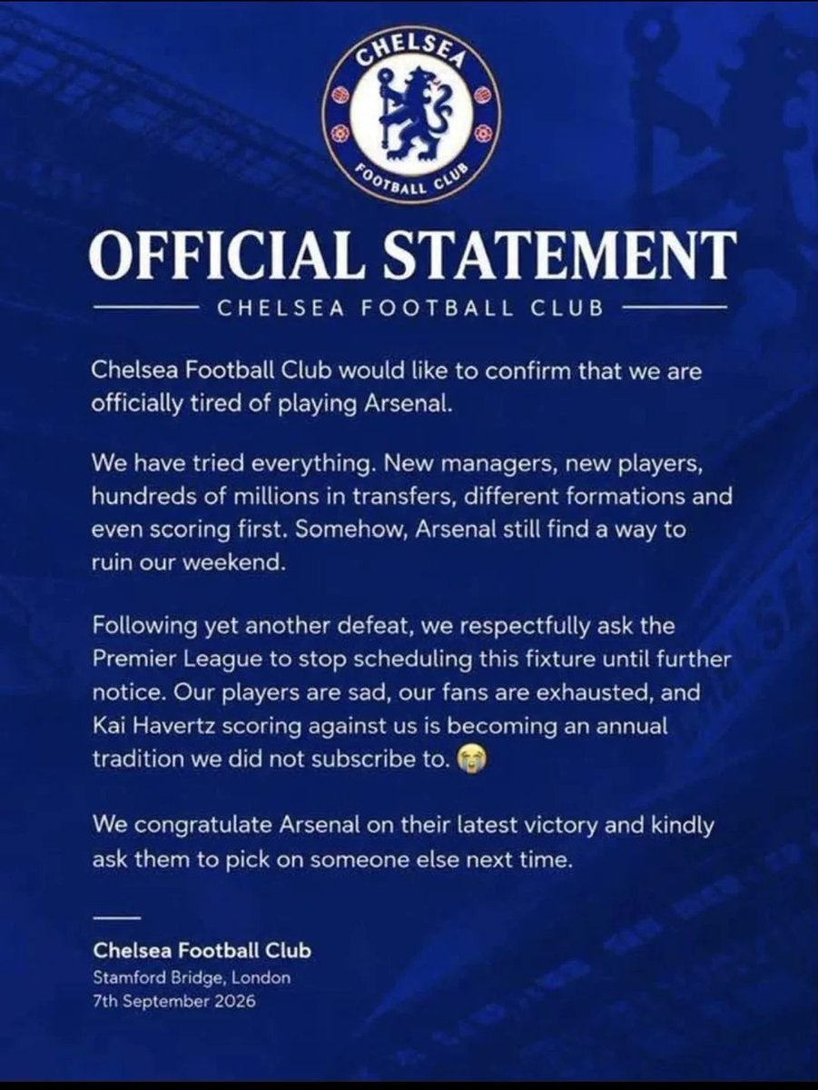TrollFootball's tweet photo. 🚨 Official statement from Chelsea https://t.co/NAV9A9jSfJ