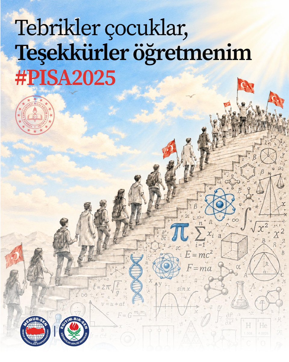 _aliyalcin_'s tweet photo. PISA 2025’te Zirvenin Adı: Türkiye

PISA 2025 sonuçlarında ülkemizin matematik, fen bilimleri ve okuma becerileri alanlarında raporlanan başarısı, bu ülkeyi ileriye taşıyacak her adımdan memnun olacak herkesi mutlu etmiştir.

Herkes bilir ki başarı ve kalite asla tesadüflerin eseri olamaz. PISA 2025 raporları ile ülkemiz adına ortaya ç��kan tablonun ardında inanç, vizyon, planlı çalışmalar ve adanmış yürekler var.

Yeni eğitim öğretim yılının başında ortaya çıkan bu tablo, maarif ordumuza moral verecek ve daha parlak başarılar için çalışma azmini artıracaktır.

Son 24 yıl içinde 860 bin öğretmen ataması ve yüzbinlerce derslik yapımı için Milli Eğitim Bakanlığına tüm bakanlıkların bütçesinden daha büyük kaynaklar ayıran Cumhurbaşkanımız Recep Tayyip Erdoğan’a, eğitim ve öğretim hizmetlerinin planlamasına, öğrenci ve vatandaşlarımıza sunumuna öncülük eden Milli Eğitim Bakanımız Sayın Yusuf Tekin’e, başarıyı gün gün, ilmek ilmek dokuyan fedakar öğretmenlerimize, çalışkan okul yöneticilerimize ve eğitim süreçlerinin görünmez kahramanları olan memur ve yardımcı hizmetler çalışanı arkadaşlarıma şahsım ve teşkilatım adına yürekten teşekkür ediyorum.

Dünya ölçeğinde hak ettiği yere ulaşma mücadelesi veren milletimize moral veren ve güven aşılayıp daha iyi ve güzel sonuçlar için çalışma azmini artıracağına inandığım PISA 2025 sonuçlarının hayırlı olmasını diliyor, Türkiye’nin yarınlarının güvende olduğunu bir kez daha kanıtlayan aziz öğrencilerimizi gözlerinden öpüyor, her birini ayrı ayrı tebrik ediyorum.

#PISA2025 #PISA2025ZirveninAdıTürkiye #EğitimBirSen