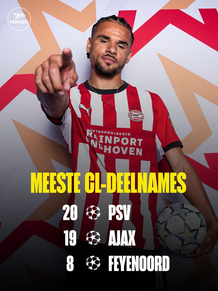 PSVStats's tweet photo. Vanavond gaat een nieuw Champions League-seizoen van start! 🔥

Sinds de oude Europa Cup I in 1992 overging in de CL doet PSV nu voor de twintigste keer mee, een nieuw Nederlands record.