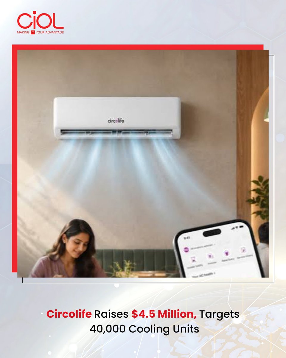 CiOL_News's tweet photo. Circolife Raises $4.5M for Cooling Scale‑Up
Circolife, a climate‑tech startup, has secured $4.5 million in Pre‑Series A funding to expand its Cooling‑as‑a‑Service model from 10,000 to 40,000 active units.
Read More: https://t.co/ZEqkLaoR2s
#CIOL #Circolife #ClimateTech https://t.co/JbW7Nr1oEQ