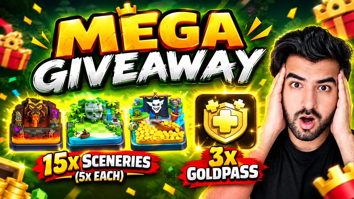Tushar_1590's tweet photo. 15x Scenery and 3x GoldPass giveaway!🔥

How to enter:
-Follow me here on X
-Like &amp; Repost this post
-Tag 2 Friends
-Subscribe to my Youtube Channel👥
-Like and comment anything on this video- https://t.co/apG27hSDfw

Giveaway ends on 13th sep! GL🍀
#GiftedBySupercell https://t.co/sMrqz99I9K
