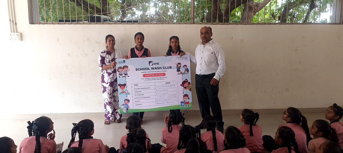 Sewa_Intl's tweet photo. Breaking stigma. Building confidence through SHE.

Every girl deserves the knowledge, support, and confidence to manage her health without fear or shame.

At Dhori Kanya Primary School, Gujarat, Sewa International's SHE – Sanitation, Hygiene & Empowerment Project brought together healthcare professionals to conduct a Menstrual Hygiene Management training session, followed by the distribution of SHE Flow Kits.

To keep this journey going, a WASH Club was also formed, helping students build healthy hygiene habits and become champions of change in their school.

Because when one girl learns with confidence, an entire community grows stronger.

#SewaInternational #SHEProject #EkNayiPehchaan #MenstrualHealth #WASHEducation #GirlEmpowerment #Gujarat