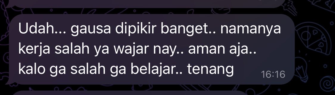 awn4ya's tweet photo. reall, rezeki ga cuman material. dikelilingi orang2 baik pas beneran down tu bener-bener alhamdulillah sekali… https://t.co/CWvI0j6ywG