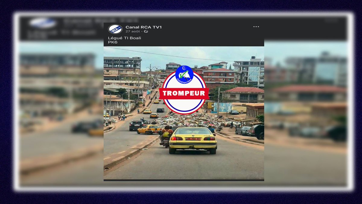 CacCheck's tweet photo. Cette photo montrant des ordures occupant une grande partie de la chaussée et perturbant fortement la circulation n’a pas été prise en Centrafrique. Elle a été prise à Yaoundé, au Cameroun. 

Lien vers l'intégralité de l’article 👇🏼
https://t.co/0lMSEv6HYI https://t.co/195zwQIxv9
