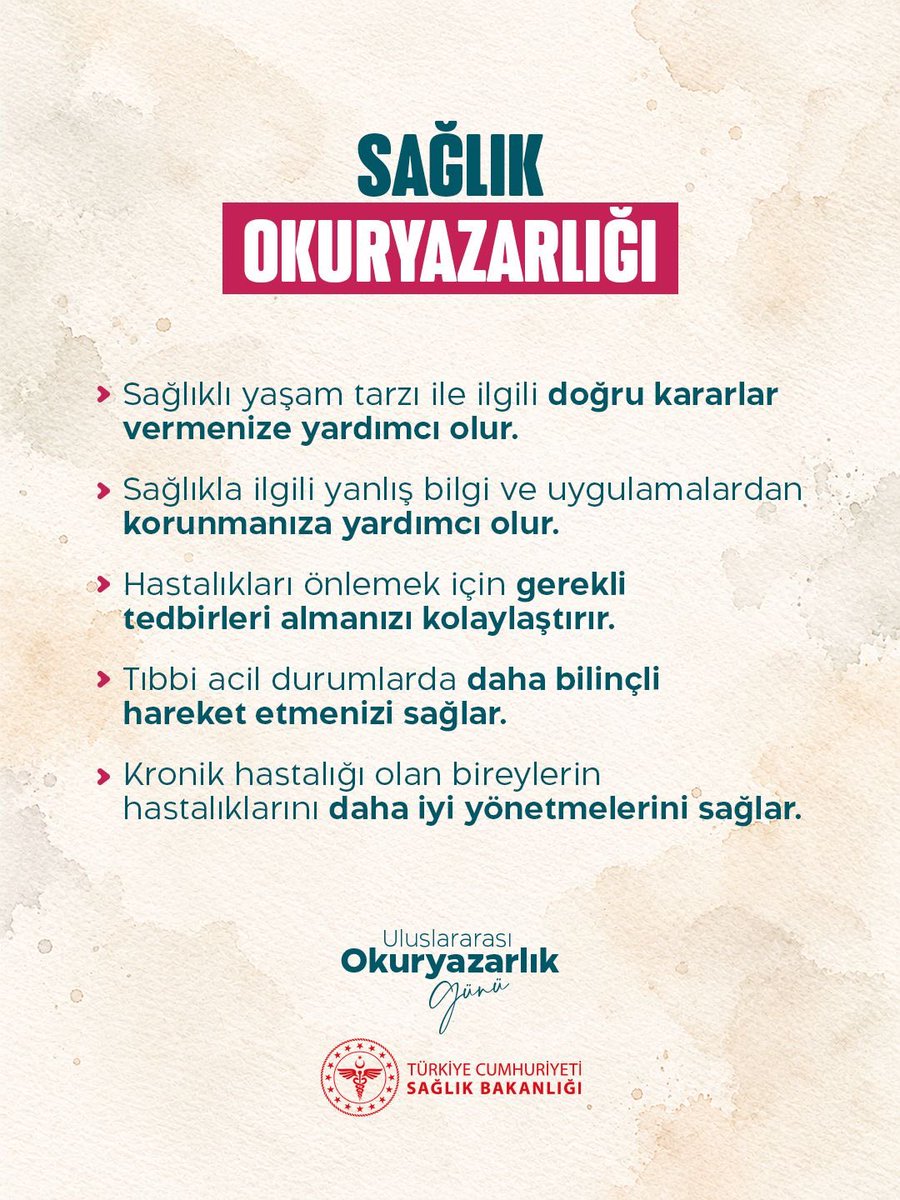 saglikbakanligi's tweet photo. Sağlık Okuryazarlığı Neden Önemli❓ https://t.co/zzsrSoXaD7