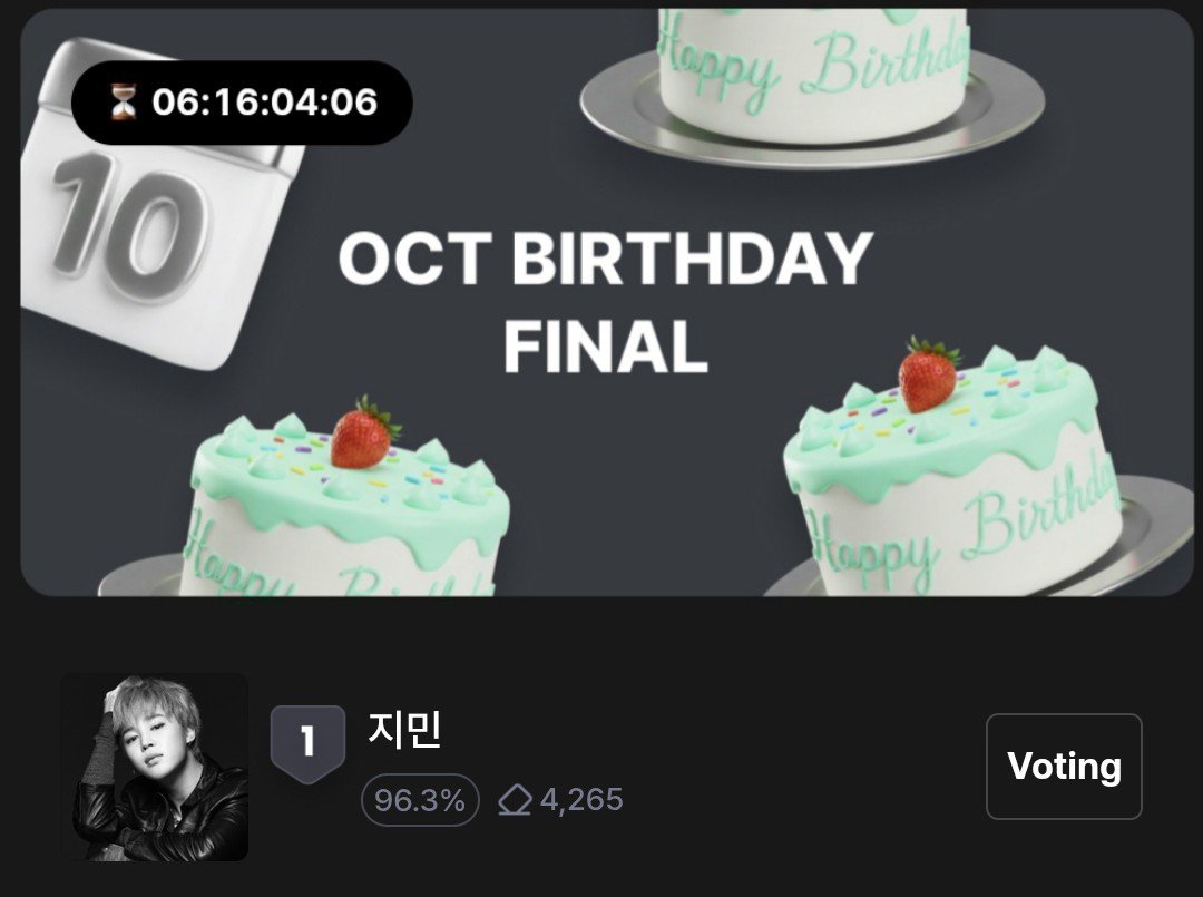 voteforpjm2's tweet photo. 🗳Bugs Favorite
🎂October Birthday [FINAL]
📌https://t.co/PViF3zEYPe

We are now in the Final Round! If you haven’t used your daily free votes during the qualifying round, please make sure to cast them now before the app resets.

100🩷  daily free votes
300🩷 for paid users
1 vote = 20🩷🧡

✨️1st Winner Reward
🏆Bus Advertisement for the entire month of October

How to obtain 🩷
✔️Go to Heart charging station
✔️Watch Ads (3 minutes waiting time applies after watching an AD for each set (1 Ad =10 🩷)
✔️ Do missions