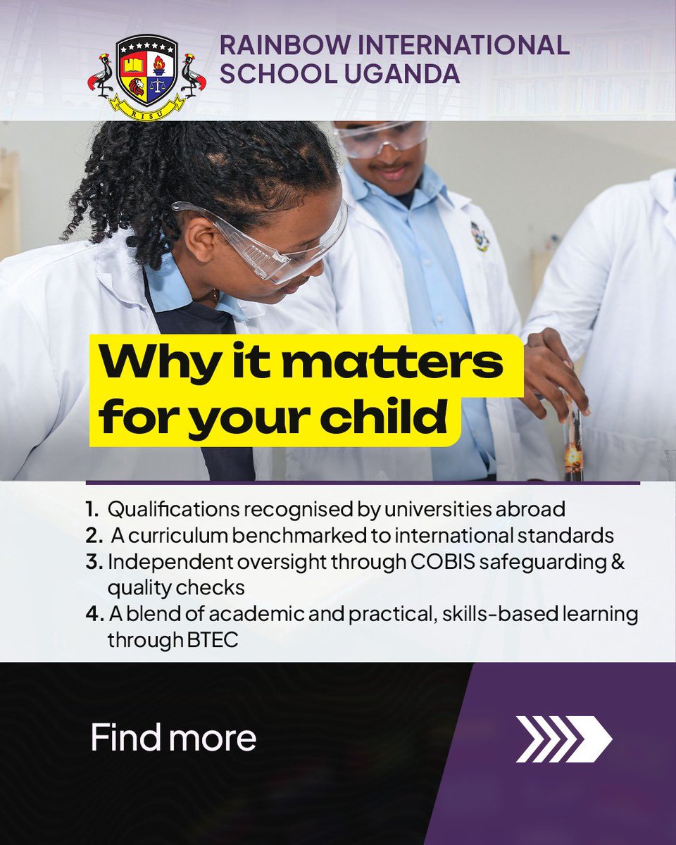 RadioWallaUg's tweet photo. Because your child deserves a qualification that opens doors worldwide. @Rainbowkampala the aligned learning ensures internationally benchmarked standards, global university pathways, and future-ready skills.

#RainBowInternationalSchool #RadioWalla https://t.co/VsimeICgZi