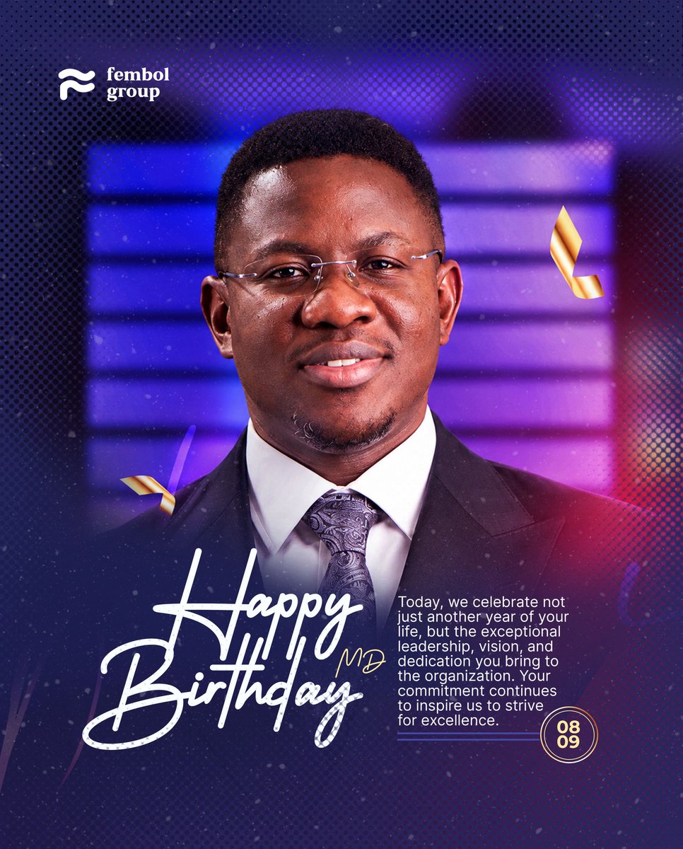 fembolgroup's tweet photo. We celebrate a world-class boss!
He sets the pace, so we can fly.
He leads the way, so we can thrive.
He breaks barriers, so we can soar.
Happy Birthday to the World’s Best Boss and our Managing Director, Fembol Group!
#HappyBirthday #FemiBewaji #FembolGroup https://t.co/cTpzO2tCqE