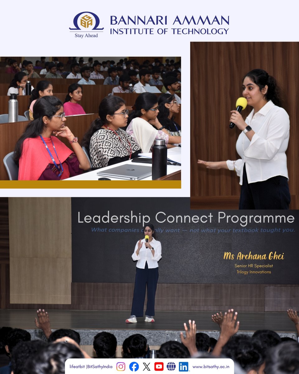 Bitsathyindia's tweet photo. Beyond textbooks. Into the real world.

The Leadership Connect Programme at BIT brought students valuable industry perspectives through an insightful session with Ms. Archana Ghei, Senior HR Specialist, Trilogy Innovations.

#bitsathy #teambit #lifeatbit #LeadershipConnect https://t.co/VKEYuR4rHq