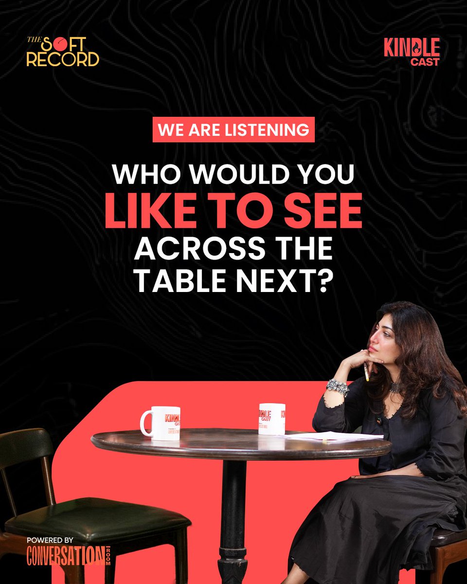 kindlecastindia's tweet photo. We are listening.

Who would you like to see across the table next?

Drop it in the comments — we're taking notes.

#KindleCast #TheSoftRecord #WeAreListening #PodcastIndia #ConversationRoom https://t.co/eKiNgPgc2T