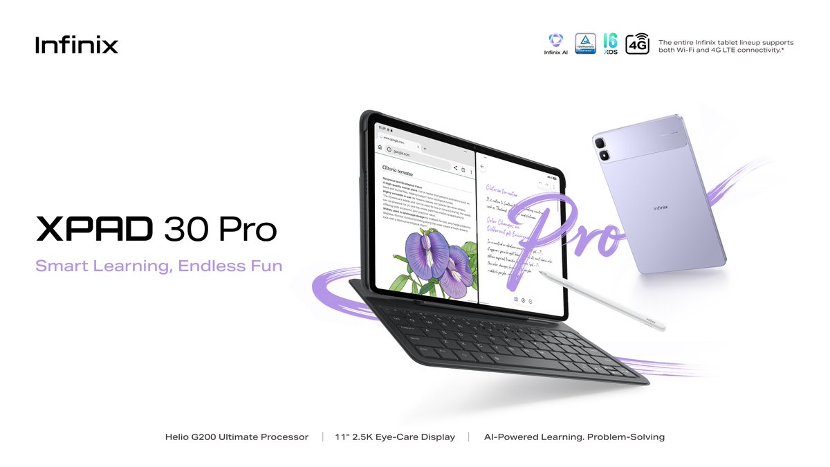 Infinix_Mobile's tweet photo. An Era of #SmartLearningEndlessFun Begins Now.
The all-new #InfinixXPAD30Pro has officially arrived — AI-Powered Learning meets an 11" 2.5K Eye-Care Display.
Your next-level XPAD experience starts here. Now Available.
#InfinixXPAD30Pro #SmartLearningEndlessFun https://t.co/ix7641rXs5