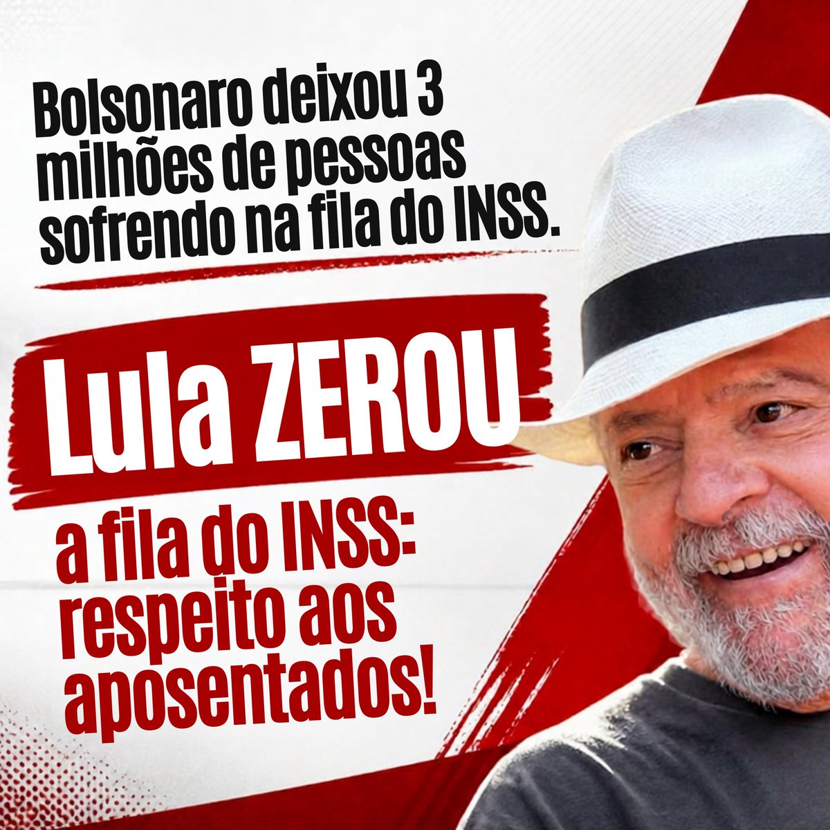 BacurauA's tweet photo. Lula ZEROU a fila do INSS: respeito aos aposentados! https://t.co/vdIKZS9Tm8