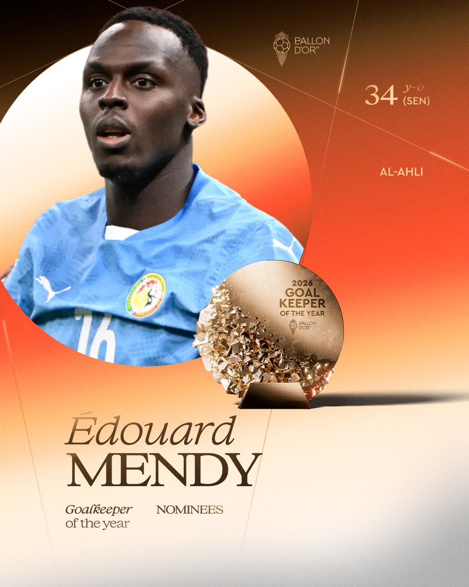 ballondor's tweet photo. Nominated for the 2026 Men's Goalkeeper of the Year ⬇️

@edou_mendy_
@ALAHLI_FC
@GaindeYi https://t.co/iJw992QvNJ