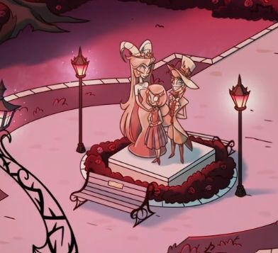 decoradoomed's tweet photo. am i crazy to think that the lilith statue is kneeling down a little bit so lucifer doesnt look nearly as short?

like that little bit of knee bend action and the way the dress is rumpled up at the bottom

did lilith try to help lucifer feel less short? 😃 https://t.co/Ci8tS65bHV