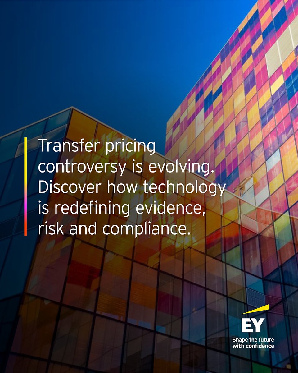 EY_Tax's tweet photo. Today's #TransferPricing positions will be reviewed with tomorrow's technology. As AI and analytics reshape tax, organizations need to prepare for a new era of controversy risk and data-driven audits. https://t.co/Sj35HBltlS
#Tax #AI #ShapeTheFutureWithConfidence https://t.co/eIV7hiuDLM