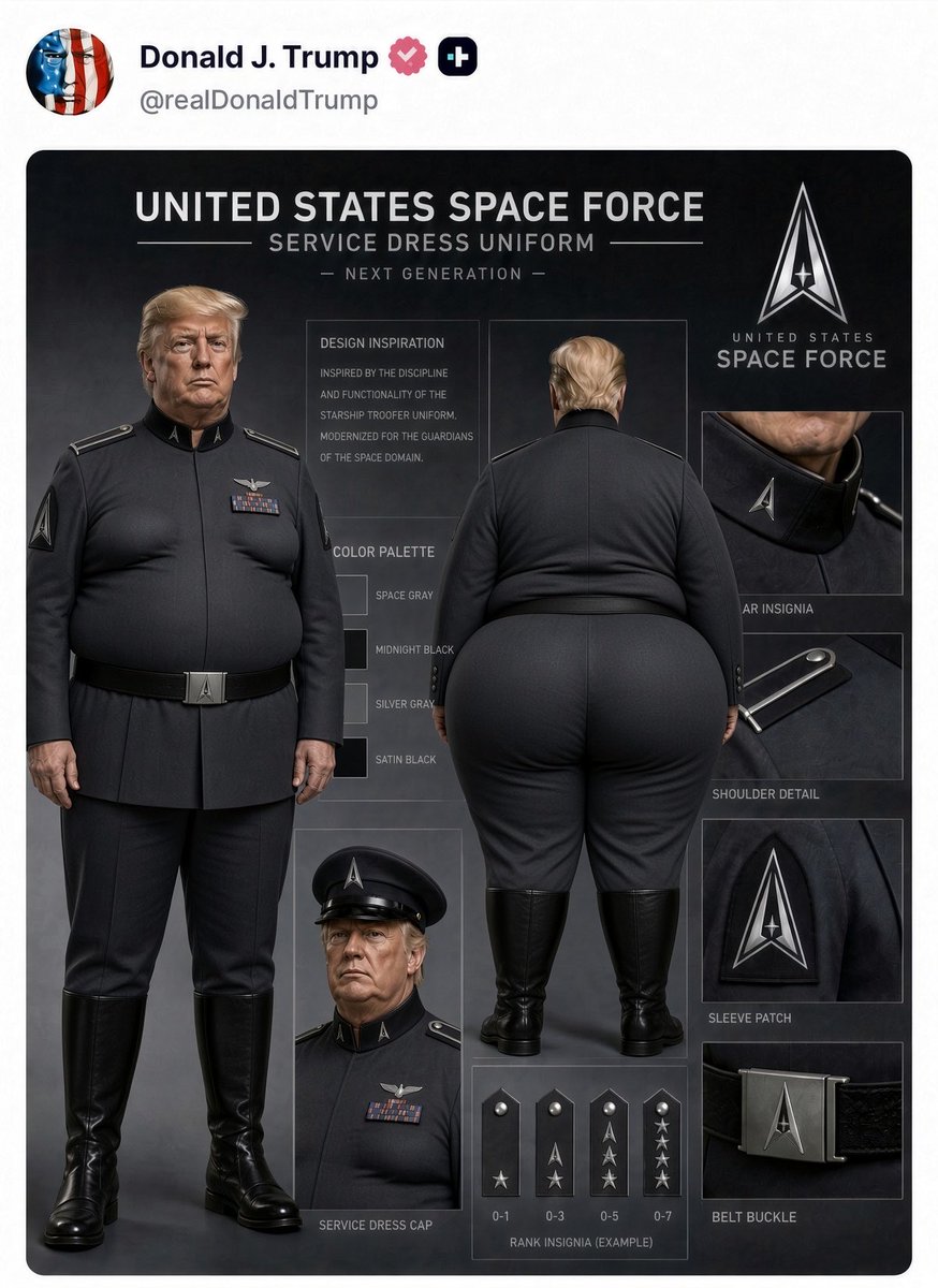 FrancisWegner's tweet photo. Knowing how much he likes cosplaying in stolen valor military attire, I went ahead and dressed Darth Yam-Tits in one of his new Space Force uniforms. https://t.co/VxYdzRduvn
