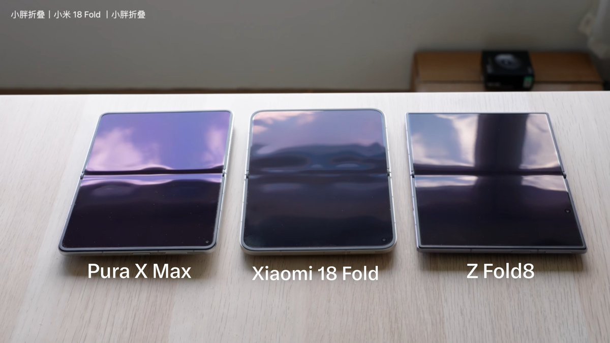 Cartidise's tweet photo. Everyone says the crease on the Z Fold8 is “basically gone” but when put next to the Xiaomi 18 Fold, you can see how deep it is.

Only OPPO and now Xiaomi have fixed the crease issue on foldables. Samsung still needs work.

📸 Vincent Zhong / YouTube https://t.co/C4IYuhFGM6