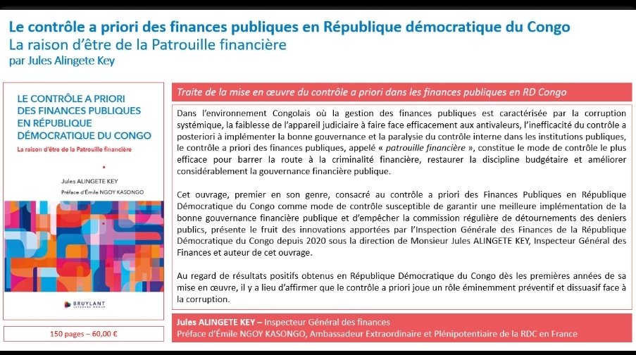 KasongoKas's tweet photo. A PARAÎTRE LE 18 SEPTEMBRE 2026.
-----------------------------------------
Les ÉDITIONS LARCIER INTERSENTIA annoncent la publication et le baptême d'un nouveau livre de sa collection intitulé : "Le contrôle des finances publiques en République Démocratique du Congo : la raison d'être de la Pateouille financière". Auteur : Jules ALINGETE KEY
Préface : Émile NGOY KASONGO.
Je recommande aux acteurs de la bonne gouvernance, aux gestionnaires publics, aux chercheurs et aux corps dédiés aux contrôles des finances publiques.
https://t.co/LUDORu3ncD