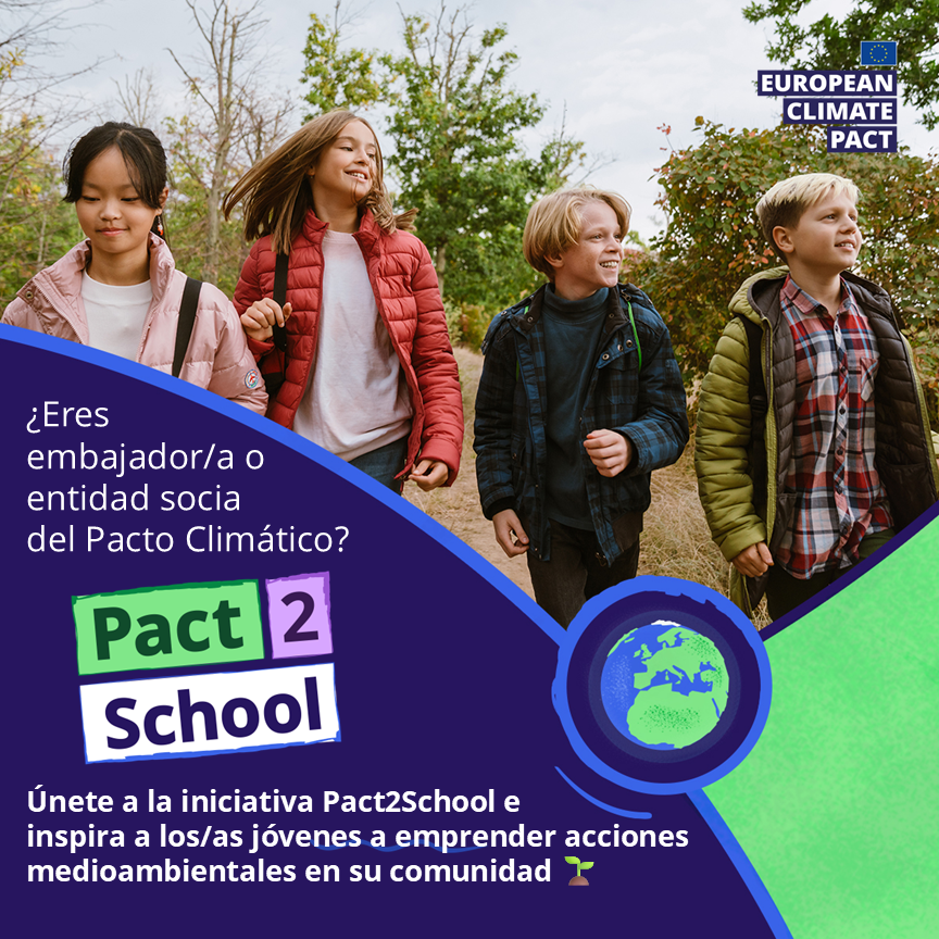 Ecoserveis's tweet photo. ¿Eres embajador/a del Pacto Europeo por el Clima?🌱
Súmate a #Pact2School y lleva la acción climática a las aulas, inspirando a jóvenes a actuar en sus comunidades.
📅 Tienes hasta el 9 de octubre: https://t.co/pc8QCzAZSN
@ClimaticosSpain
#EuropeanClimatePact #AcciónClimática https://t.co/IRiZrC5yAB