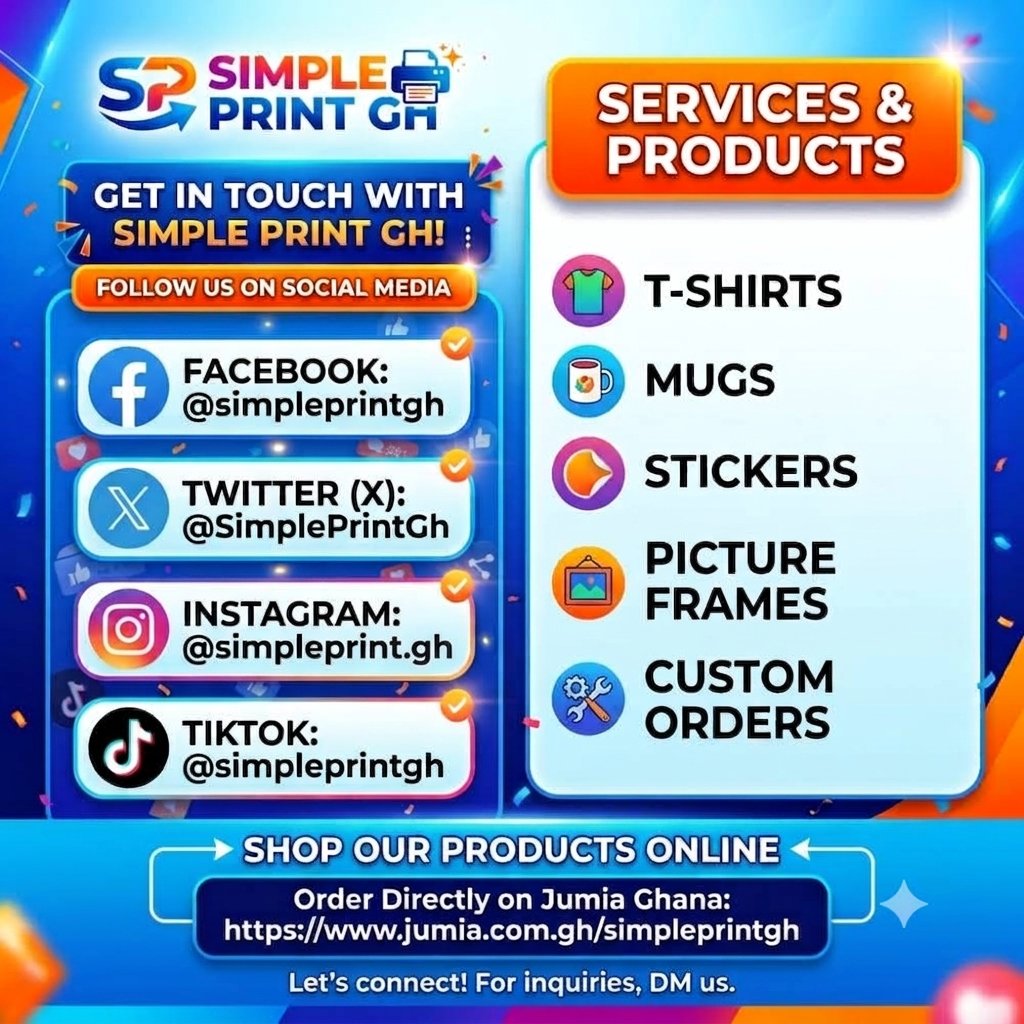 SimplePrintGh's tweet photo. Simple Print Gh
T-Shirts | Mugs | Frames
Accepting Custom orders.

Find us on Jumia ( search :  #simpleprint )
https://t.co/GkJnm3grfe
Find us on Instagram
https://t.co/K6I1K6uvot
Find us on Tiktok
https://t.co/7RGhAOfc9C https://t.co/70IcdaGcIl