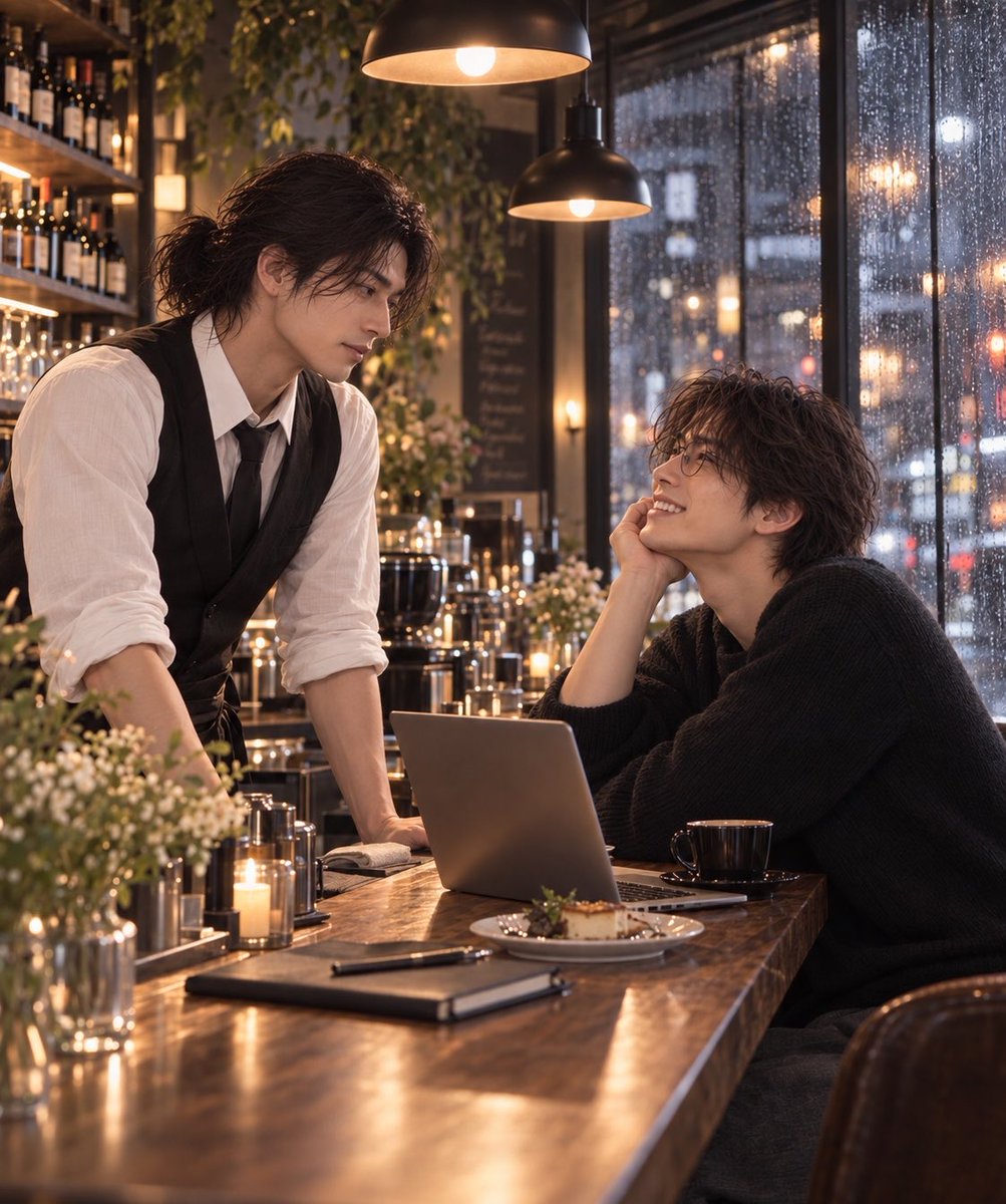 nagi_cafebar's tweet photo. 凪「湊、さすがにそろそろ帰らないと雨ヤバくないか？」

湊「これ、帰れなくない���笑」

凪「……………泊まってけ。」

@minatofoodworks https://t.co/W2dxTLhAkH