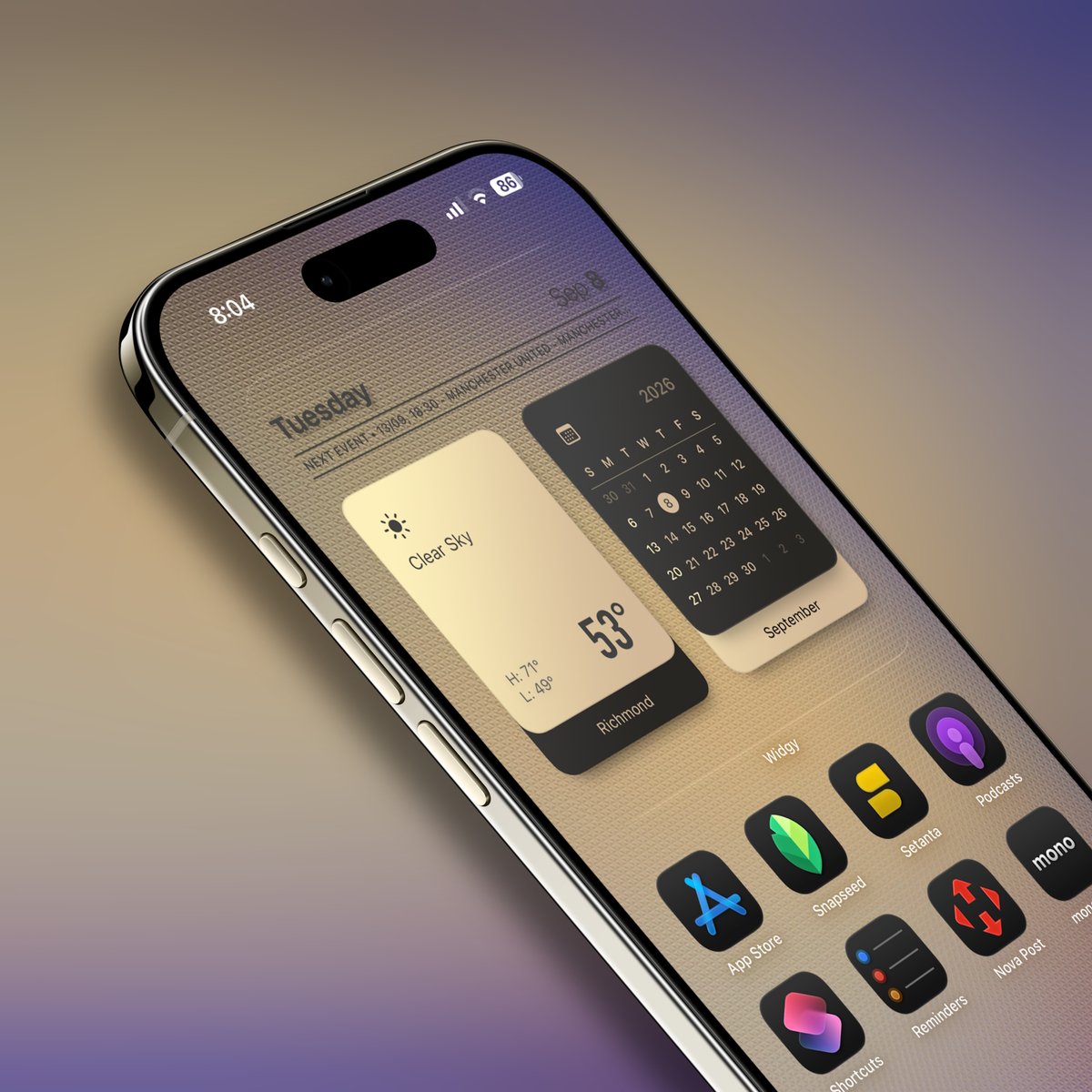 Hewoood's tweet photo. Clean lines, calm days:
widget - Richmond Gold pack https://t.co/ypkLoDhL7W
wallpaper - by @Endlessinspira2 

#IOS26 #wallpaper #ios #iphonewallpaper #iphonesetup #customatization #Widgy #widget #homescreen #setup #iphonetheme #phone #iphone https://t.co/sGuFqLWUfL